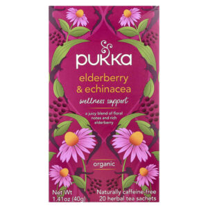 Pukka Herbs, Органический травяной чай, бузина и эхинацея, без кофеина, 20 пакетиков, 40 г (1,41 унции)