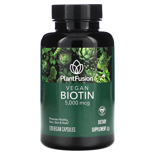 plf40048_v_8.jpg Веганский биотин, 5000 мкг, 120 веганских капсул — PlantFusion