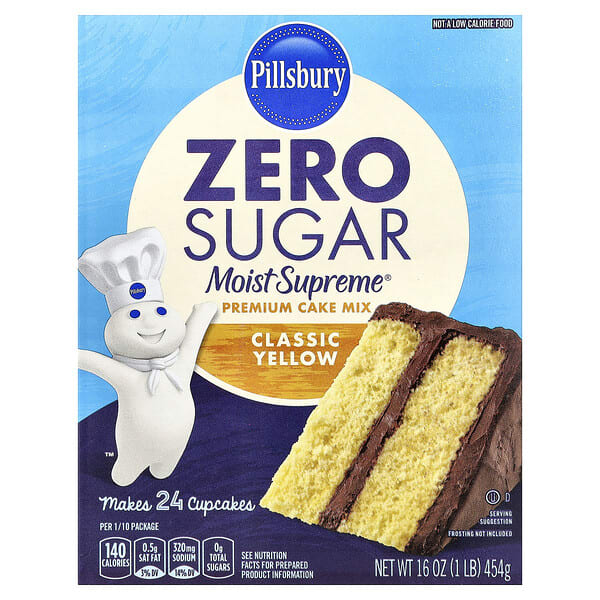 pll55304_v_32.jpg Moist Supreme®, без сахара, смесь для приготовления тортов премиального качества, классический желтый, 454 г (16 унций) — Pillsbury