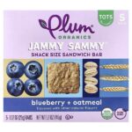 Jammy Sammy®, батончик-снек, для детей от 15 месяцев, голубика и овсянка, 5 батончиков по 29 г (1,02 унции) — Plum Organics