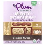 Mighty Nut Butter Bar, для детей от 15 месяцев, миндальное масло, 5 батончиков, по 19 г (0,67 унции) — Plum Organics