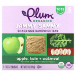 Jammy Sammy, сэндвич-батончик для детей от 15 месяцев, яблоко, капуста и овсянка, 5 батончиков, 29 г (1,02 унции) — Plum Organics