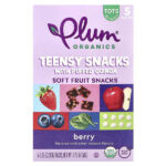 Teensy Snacks с воздушной киноа, снеки из мягких фруктов, для детей от 18 месяцев, ягоды, 5 упаковок по 10 г (0,35 унции) — Plum Organics