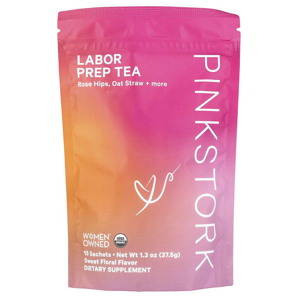 pnk00700_v_3.jpg Labor Prep Tea, сладкий цветочный чай, 15 пакетиков, 37,5 г (1,3 унции) — Pink Stork