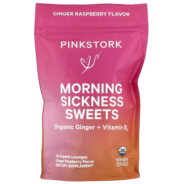 pnk00730_v_5.jpg Morning Sickness Sweets, имбирь и малина, 30 органических пастилок — Pink Stork