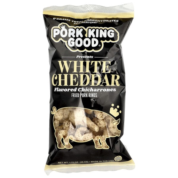 pok00220_v_15.jpg Chicharrones, со вкусом белого чеддера, 49,5 г (1,75 унции) — Pork King Good