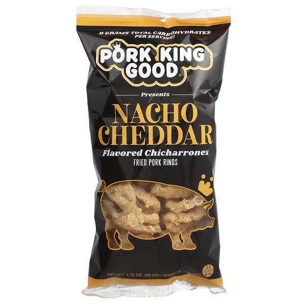pok00221_v_6.jpg Чичаррон со вкусом, начо чеддер, 1,75 унции (49,5 г) — Pork King Good