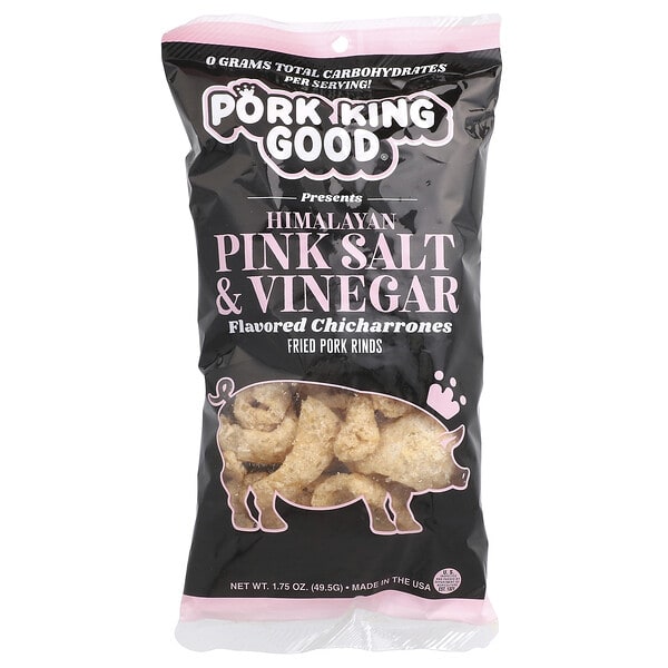 pok00229_v_7.jpg Ароматизированный Chicharrones, розовая гималайская соль и уксус, 1,75 унции (49,5 г) — Pork King Good