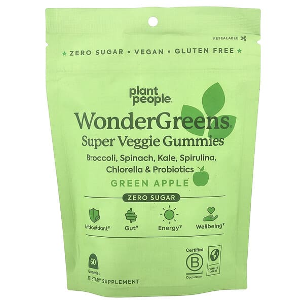 ppp14245_v_6.jpg WonderGreens®, супервегетарианские жевательные таблетки, со вкусом зеленого яблока, 60 жевательных конфет — Plant People