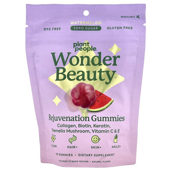 ppp71792_v_6.jpg Wonder Beauty®, омолаживающие жевательные таблетки, со вкусом арбуза, 60 жевательных таблеток — Plant People