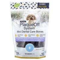 PlaqueOff System™, мини-кость для ухода за зубами, для маленьких и игрушечных собак, смесь овощей и голубики, 20 костей, 340 г (12 унций) — ProDen