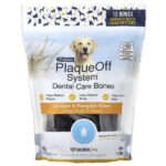 PlaqueOff System™, Dental Care Bones, для средних и крупных собак, со вкусом курицы и тыквы, 13 костей, 482 г (17 унций) — ProDen