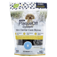 PlaqueOff System™, мини-косточки для ухода за зубами, для маленьких собак и собачек, арахисовая паста и банан, 20 костей, 340 г (12 унций) — ProDen