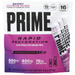 Rapid ReHydration, смесь для приготовления электролитического напитка, со вкусом ягод и цитрусовых, 16 стик-пакетов по 5,7 г (0,2 унции) — Prime Hydration