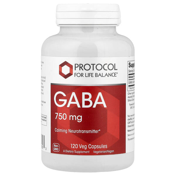 prt10089_v_24.jpg ГАМК, 750 мг, 120 растительных капсул — Protocol for Life Balance
