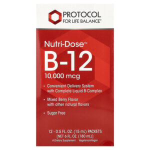 Nutri-Dose™ B12, витамин B12, ягодное ассорти, 12 пакетиков по 15 мл (0,5 жидк. унции) — Protocol for Life Balance