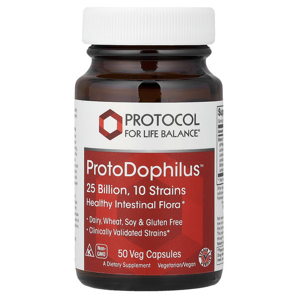 prt12926_v_32.jpg ProtoDophilus™, 25 млрд, 50 растительных капсул — Protocol for Life Balance