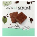 Power Crunch, протеиновые энергетические батончики, шоколад и мята, 12 батончиков по 40 г (1,4 унции) — BNRG