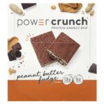 Power Crunch®, протеиновый батончик, помадка с арахисовой пастой, 12 батончиков по 40 г (1,4 унции) — BNRG