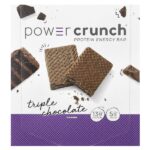 Power Crunch®, протеиновый батончик, тройной шоколад, 12 батончиков по 40 г (1,4 унции) — BNRG