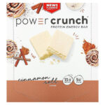 Power Crunch®, протеиновый батончик, булочка с корицей, 12 батончиков по 40 г (1,4 унции) — BNRG