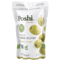 Snacks, зеленые оливки премиального качества, оригинальные, 85 г (3 унции) — Poshi