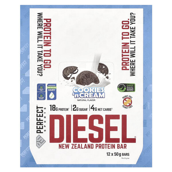 psr75602_v_19.jpg Diesel, протеиновый батончик из Новой Зеландии, печенье с кремом, 12 батончиков, по 50 г — PERFECT Sports