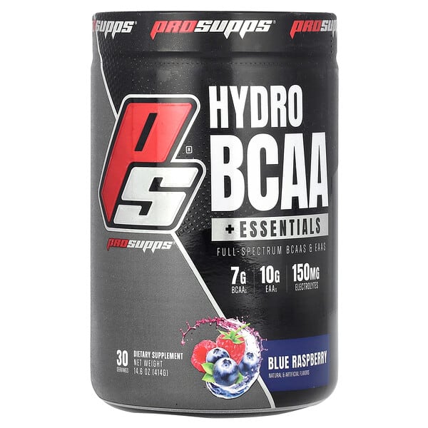 pss81108_v_24.jpg Hydro BCAA +Essentials, добавка с электролитами и аминокислотами, голубая малина, 414 г (14,6 унции) — ProSupps