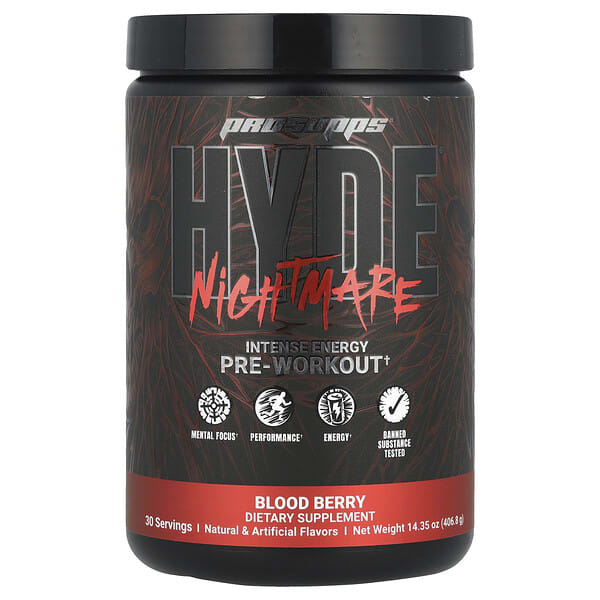 pss81634_v_8.jpg HYDE® Nightmare, интенсивная энергия перед тренировкой, кровавая ягода, 406,8 г (14,35 унции) — ProSupps