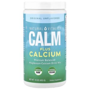 CALM® Plus Calcium, смесь для приготовления напитка, содержащую магний и кальций, оригинальный вкус без добавок, 453 г (16 унций) — Natural Vitality