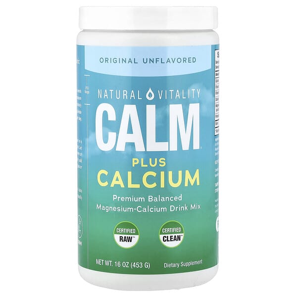 ptg00098_v_51.jpg CALM® Plus Calcium, смесь для приготовления напитка, содержащую магний и кальций, оригинальный вкус без добавок, 453 г (16 унций) — Natural Vitality
