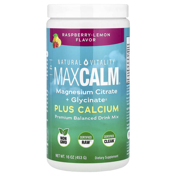 ptg00146_v_73.jpg Natural Calm Plus Calcium со вкусом малины и лимона, 454 г (16 унций) — Natural Vitality