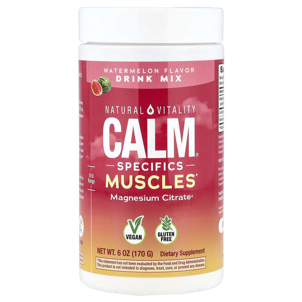 ptg00269_v_50.jpg CALM® Specials Muscles, смесь для приготовления напитка с цитратом магния, арбуз, 170 г (6 унций) — Natural Vitality