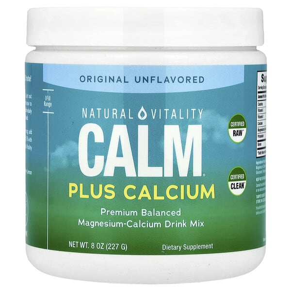 ptg04354_v_40.jpg CALM® Plus Calcium, смесь для приготовления напитка из магния и кальция, оригинальный без добавок, 227 г (8 унций) — Natural Vitality