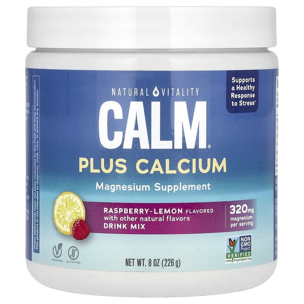 ptg04355_v_24.jpg CALM, с кальцием, малина и лимон, 226 г (8 унций) — Natural Vitality