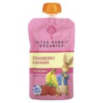 Peter Rabbit Organics, органическое фруктовое пюре, клубника и банан, 113 г (4 унции) — Pumpkin Tree Organics
