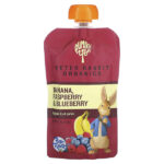 Peter Rabbit Organics, органическое фруктовое пюре, банан, малина и голубика, 113 г (4 унции) — Pumpkin Tree Organics
