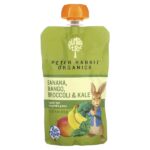 Peter Rabbit Organics, органическое фруктовое и овощное пюре, банан, манго, брокколи и кудрявая капуста, 125 г (4,4 унции) — Pumpkin Tree Organics