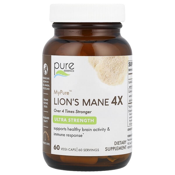 pur92202_v_91.jpg MyPure™, Lion's Mane 4X, сверхсила, 60 растительных капсул — Pure Essence