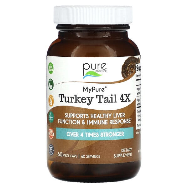 pur92402_v_8.jpg My Pure, Turkey Tail 4X, 60 растительных капсул — Pure Essence
