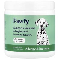 Allergy & Immune, для собак, от 6 месяцев, для индейки, 30 жевательных таблеток, 128 г (4,5 унции) — Pawfy