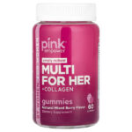 Multi For Her + Collagen Gummies, натуральное ягодное ассорти, 60 жевательных таблеток — Pink