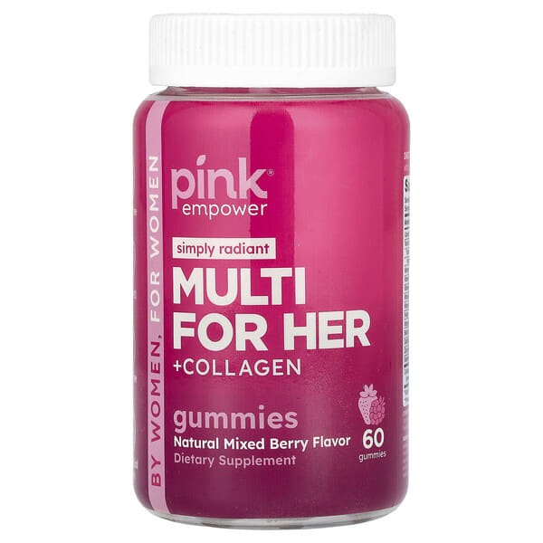 pwk11403_v_40.jpg Multi For Her + Collagen Gummies, натуральное ягодное ассорти, 60 жевательных таблеток — Pink