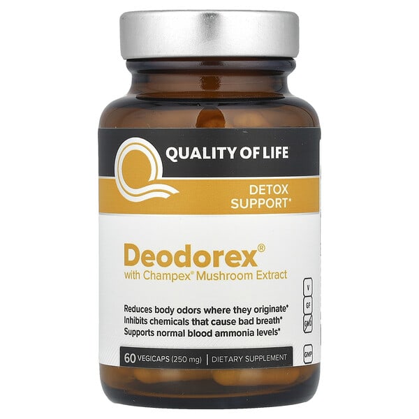 qll00310_v_43.jpg Deodorex, с экстрактом грибов Champex, 500 мг, 60 растительных капсул (250 мг в 1 капсуле) — Quality of Life