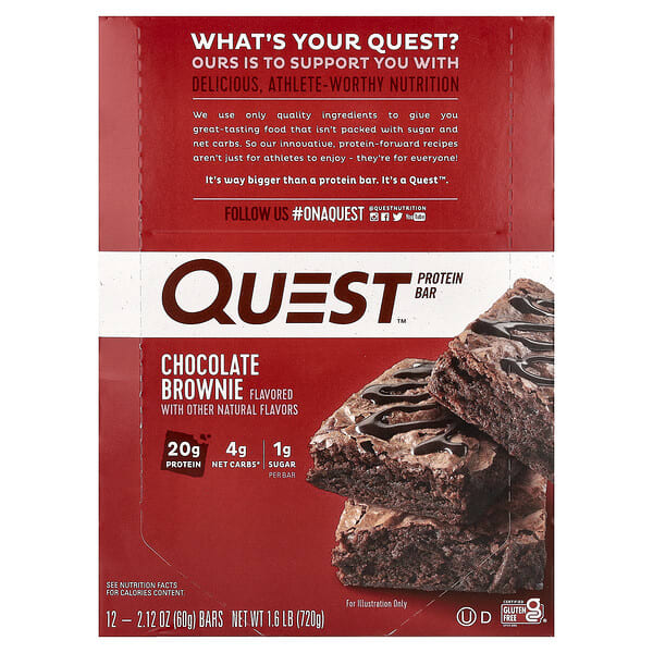 qst00042_v_92.jpg Protein Bar, шоколадный брауни, 12 батончиков, 60 г (2,12 унции) — Quest Nutrition