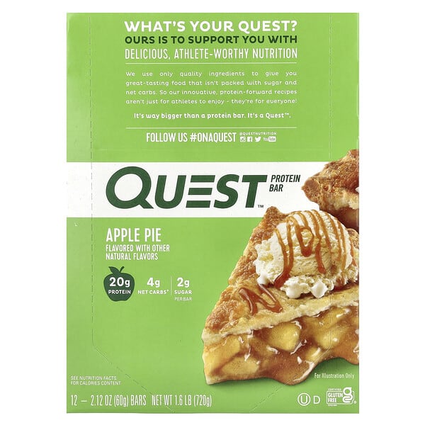qst00064_v_44.jpg Protein Bar, яблочный пирог, 12 батончиков, 60 г (2,12 унции) каждый — Quest Nutrition