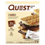 Протеиновый батончик, S'Mores, 4 батончика, 60 г (2,12 унции) каждый — Quest Nutrition