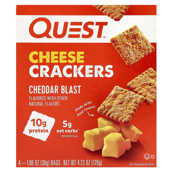 qst01206_v_39.jpg Сырные крекеры, чеддер, 4 пакетика по 30 г (1,06 унции) — Quest Nutrition