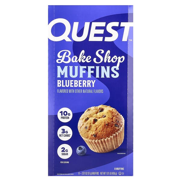 qst01337_v_20.jpg Bake Shop, кексы с голубикой, 8 кексов, 57 г (2,01 унции) — Quest Nutrition