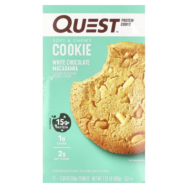 qst01450_v_18.jpg Protein Cookie, белый шоколад и макадамия, 12 печений, 58 г (2,04 унции) — Quest Nutrition